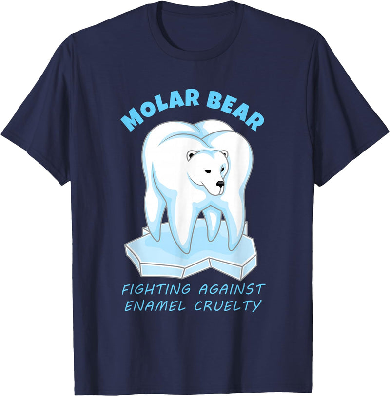 Polar Bear Tooth Tees Molar Bear - Funny Dental Polar Bear Pun T-Shirt T-Shirt - Navy Blue