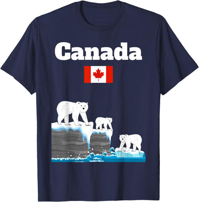 Canada Polar bears lover trip souvenir Canadian Polar Bears Spotting Souvenir Canada Flag T-Shirt
