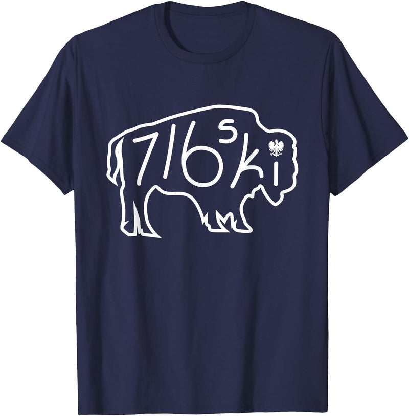 Buffalo Polish 716 716ski Dyngus Day Buffalo NY Polish T-Shirt - Navy Blue