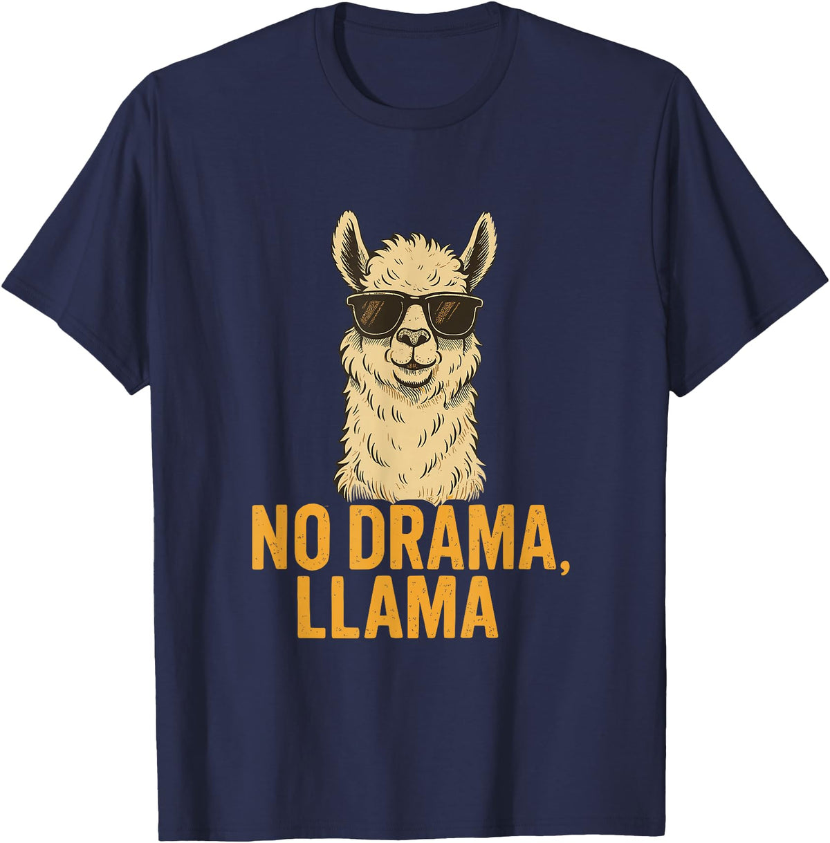 Am End Fashion No Drama, Llama - Cool Look T-Shirt - Navy Blue