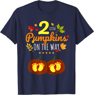 Gender Reveal Party Gifts Ideas Twins Halloween Pregnancy Shirt Cute Twins Pumpkin Pregnant T-Shirt