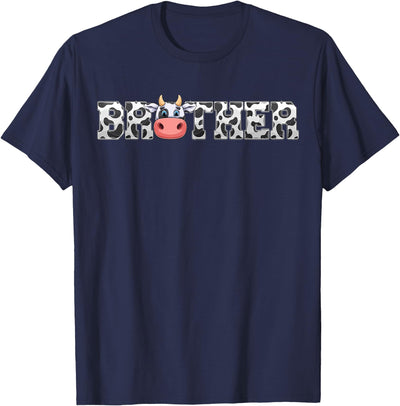 Brother Cow Print Cowboy Animal Pattern Farmer Cow Brother T-Shirt
