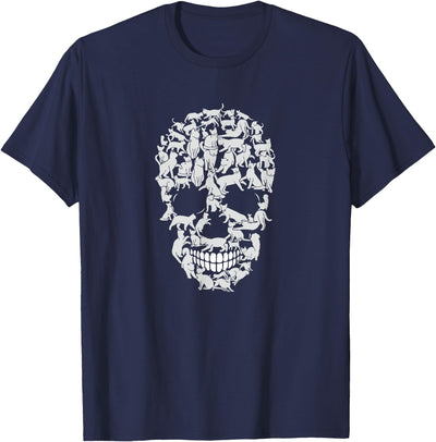 Skull Skeleton white Cats Halloween Cats Lovers Skull Kitty Cat T-Shirt