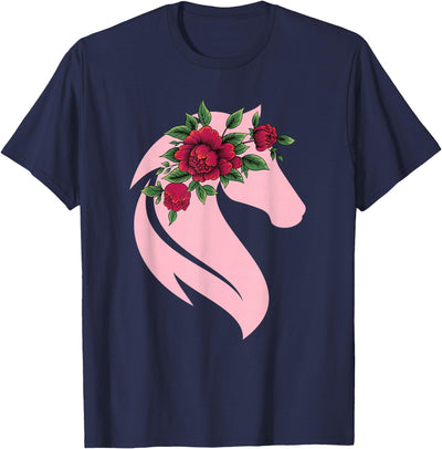 EDILILU Flower Horse Lover Horse Riding Cowgirl Western Women Girls T-Shirt