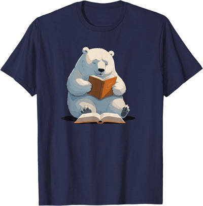 Book Lovers Polar Bear reading Books Cute Polar Bear is reading a Book, Reading Polar Bear T-Shirt