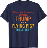 What's The Difference Between Trump & Flying Pig? What's The Difference Between Trump and A Flying Pig? T-Shirt - Navy Blue