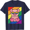 LGBTQ Flag Gay Pride Month Rainbow Pig With LGBT Glasses T-Shirt - Navy Blue