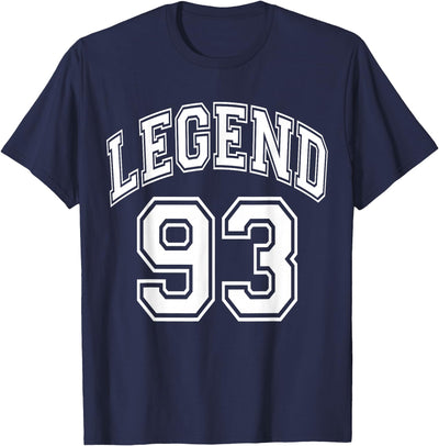 Uniform Numbered Designs for Sports Fans Legend 93 Years Old Number Team 93rd Birthday 1993 T-Shirt