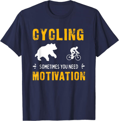 Cycling Needs Motivation - Bear Chasing Cyclist - Funny T-Shirt