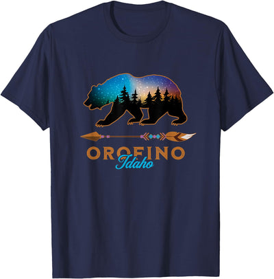 Orofino Idaho Bear Starry Night Sky Forest Novelty Souvenir T-Shirt