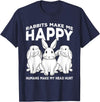 Rabbits Make Me Happy Humans Make My Head Hurt Gift T-Shirt in Navy Blue