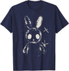 Creepy Cute Bunny Rabbit Alt Goth Grunge Horror Aesthetic T-Shirt in Navy Blue