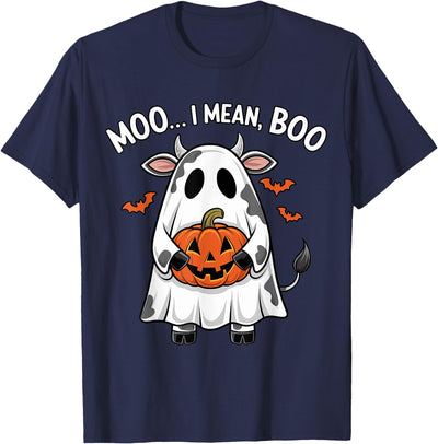 Ghost Cow Halloween Art Moo I Mean Boo Halloween Funny T-Shirt