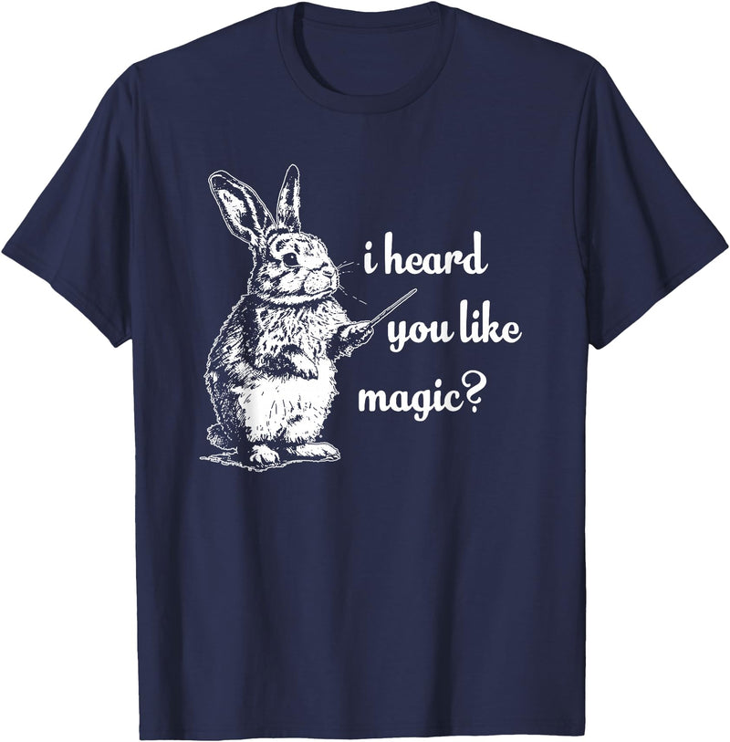 Cute Rabbit Lover Bunny Graphic T-Shirt (Heather Grey) in Navy Blue