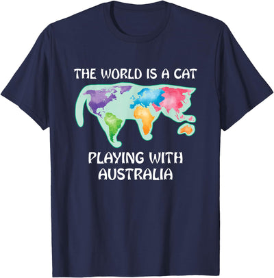 The World is a Cat Playing with Australia T-Shirt