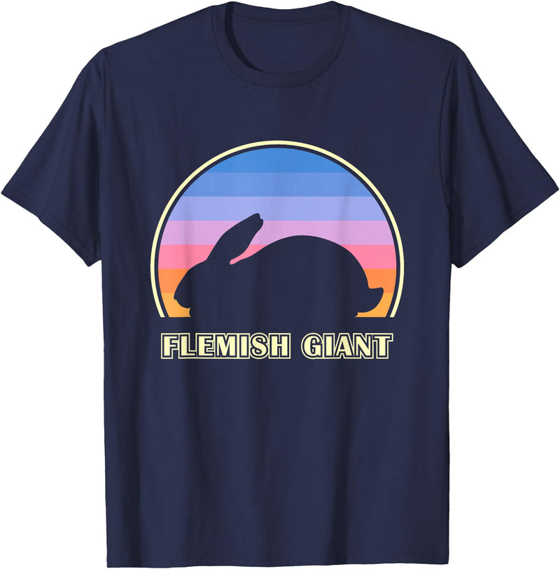 Flemish Giant Vintage Sunset Rabbit T-Shirt in Navy Blue