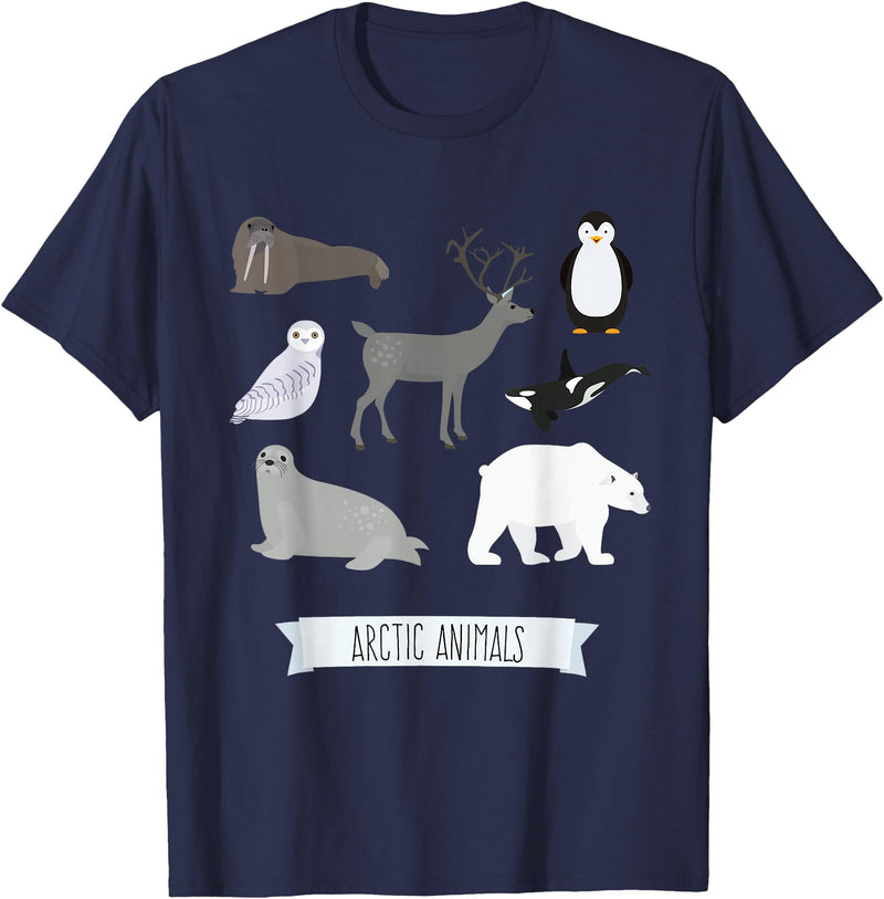 Cute Arctic Animals Co. Arctic Animal Gift Collection Cute Animals Gift for Kids T-Shirt - Navy Blue