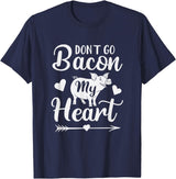 Pig Valentine Designs Don't Go Bacon My Heart Funny Valentine's Day Pig Lover T-Shirt - Navy Blue