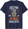 Halloween by Joy Haus Creepin It Real with My 4th Grade Monsters Halloween Teacher T-Shirt - Navy Blue