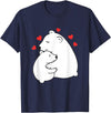 Mother's Day Clothing Gift Idea Cute Mama and Baby Polar Bear Cub Hugging Mothers Day T-Shirt - Navy Blue