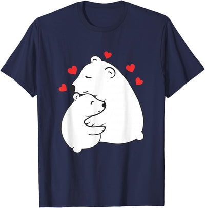 Mother's Day Clothing Gift Idea Cute Mama and Baby Polar Bear Cub Hugging Mothers Day T-Shirt