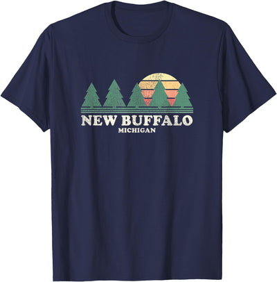 Cow New Buffalo Mi Vintage Throwback Retro 70s T-Shirt