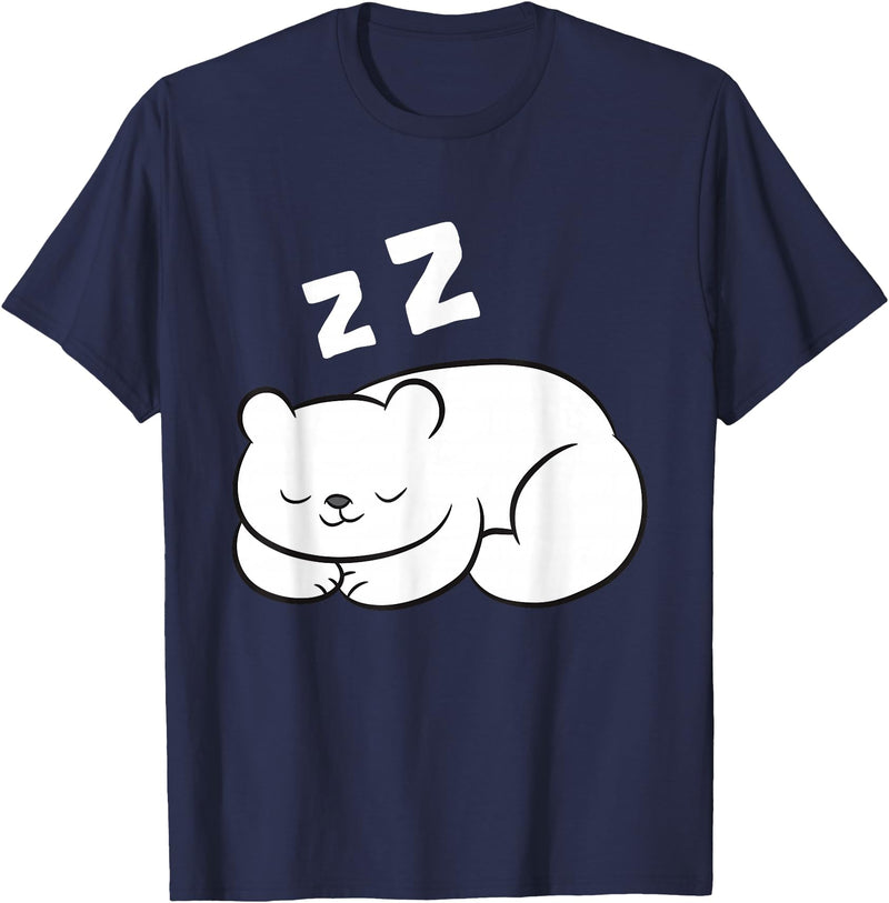 Arctic Polar Bear Tees And Gifts Ice Bear Sleeping Tired Arctic Polar Bear T-Shirt - Navy Blue