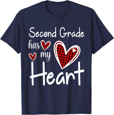Cow 2nd Grade Has My Heart Teacher Valentine's Day Second T-Shirt