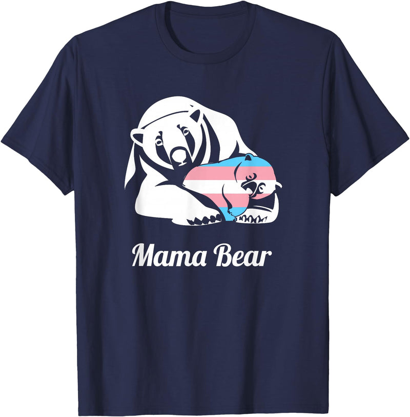 Mama Bear Transgender LGBTQ Tees Mama Bear Transgender LGBTQ Trans Pride T-Shirt - Navy Blue