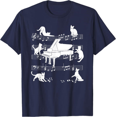 Grand Piano Cats for Pianist Cat Women and Men Pianist Cats for Cat loving Grand Piano player T-Shirt