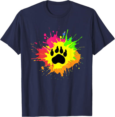 Furry Rainbow Bear Fursona Wolf Paw Print Gifts T-Shirt