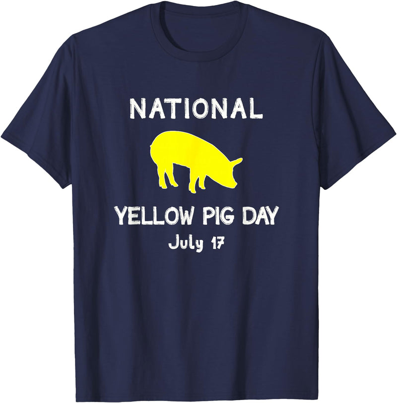 Porker Apparel Co National Yellow Pig Day T-Shirt - Navy Blue