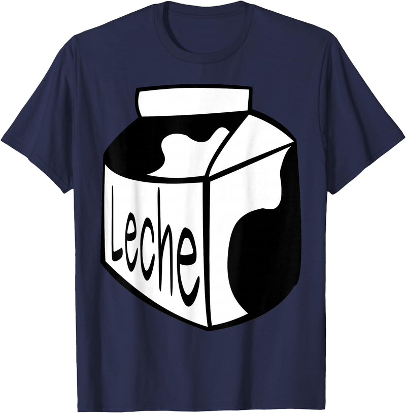 Clever Witty Milk Designs Leche Spanish Milk Carton Dairy Lover T-Shirt - Navy Blue