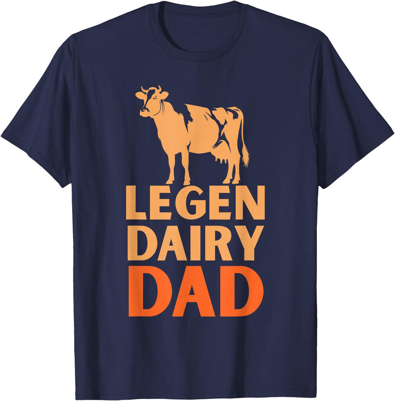 Cool Legendairy Cow For Dad Farming Tees Legen Dairy Dad Cow Vintage for Men Farmer Father's Day T-Shirt - Navy Blue