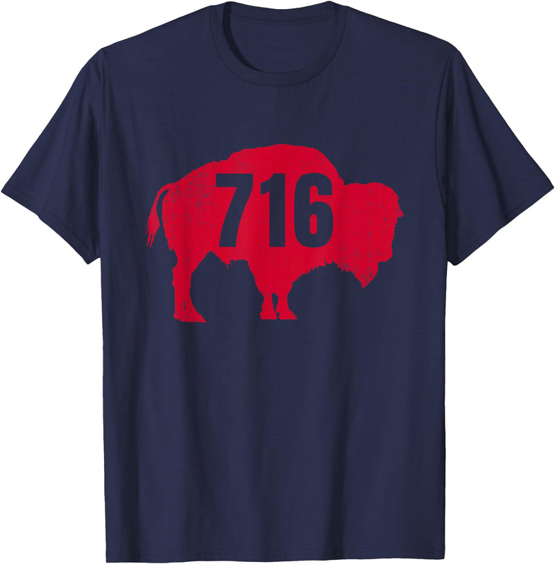 EmmaLoo Tees Buffalo New York BFLO B-Lo WNY Shirts 716 Area Code Buffalo New York BFLO WNY T-Shirt T-Shirt - Navy Blue
