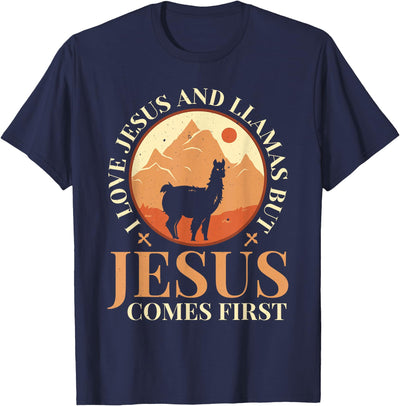 Funny Llamas Saying Protestant Bible Christ God Llamas Lover Christian Religion Faith Jesus Catholic T-Shirt