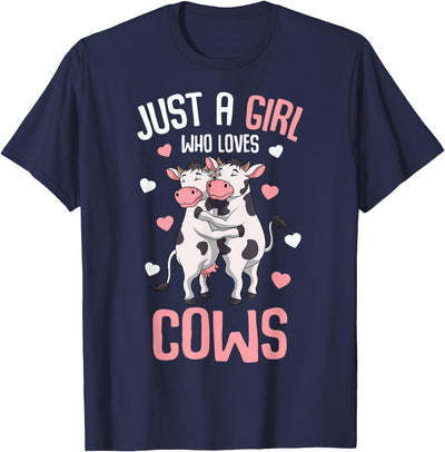 Just a Girl Who Loves Cows Farmers Cow Lover Kids Girls T-Shirt