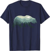 Outdoors Gift Ideas Camping Stuff Men Graphic Tees Misty Forest Bear Silhouette Wildlife Nature Lover T-Shirt - Navy Blue