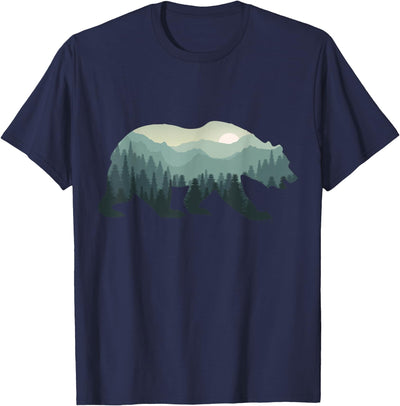 Misty Forest Bear Silhouette Wildlife Nature Lover T-Shirt