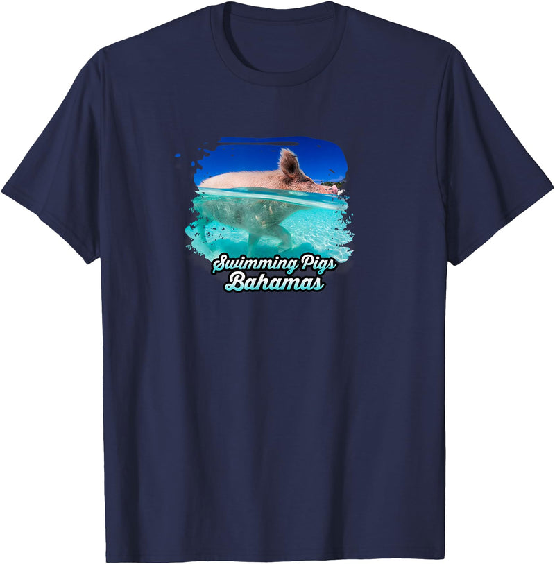 Swimming Pigs of Bahama Beach Swimming Pigs - Bahamas T-Shirt - Navy Blue
