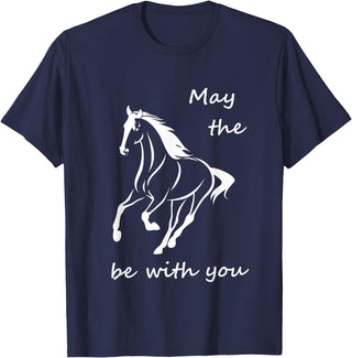 The Inspired Life May the Horse be with you Inspirational Quote T-Shirt - Navy Blue