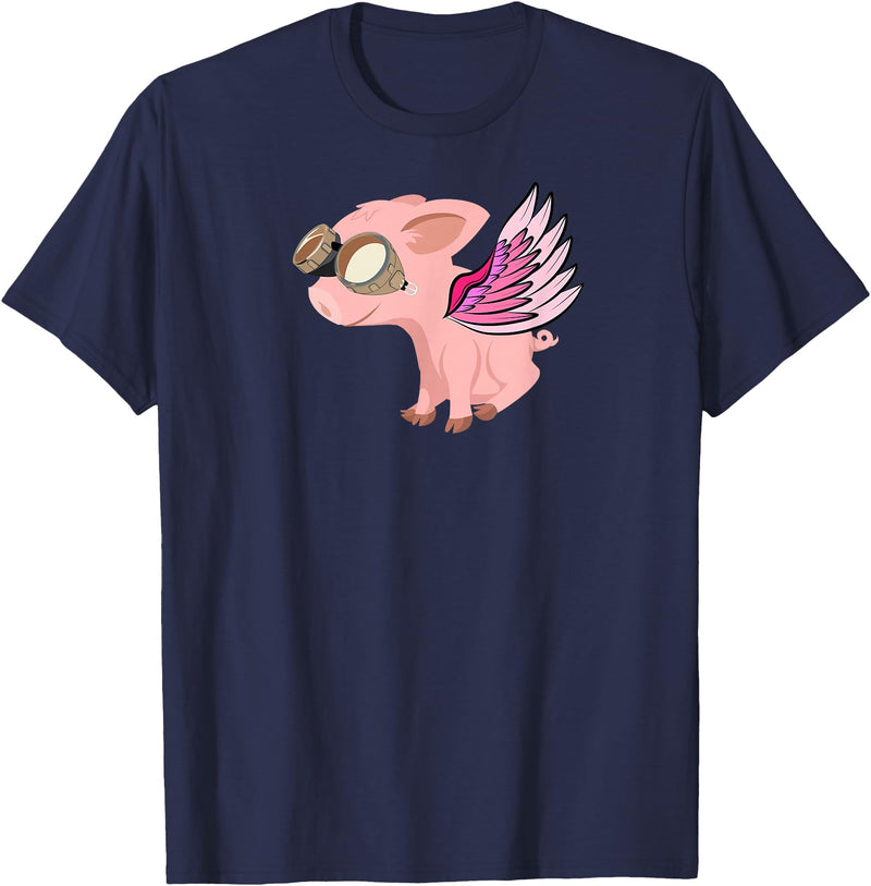 RWS235 When Pigs Fly, Flying Pig T-shirt T-Shirt - Navy Blue