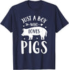 Shirtbooth: Animal Lovers Just a Boy Who Loves Pigs Farmer Gift For Pig Lover T-Shirt - Navy Blue
