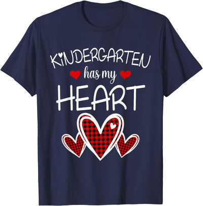 Has My Heart Teacher Valentine's Day Kindergarten Buffalo T-Shirt