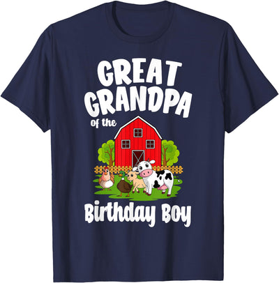 Cow Birthday Boy Farm Animal Theme Great Grandpa of the Bday T-Shirt