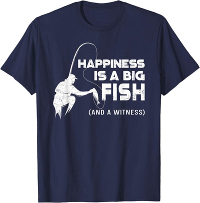 Fishing Vintage Happiness Is A Big Fish And A Witness T-Shirt