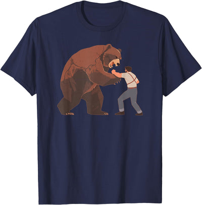 Bear Challenge - Funny Man Against Wild Bear Fighting T-Shirt