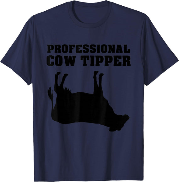 Cow Tipping Apparel Professional Cow Tipper - Cow Tipping T-Shirt - Navy Blue