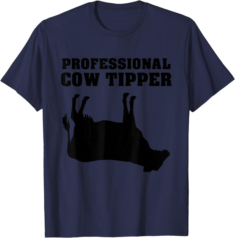 Cow Tipping Apparel Professional Cow Tipper - Cow Tipping T-Shirt - Navy Blue