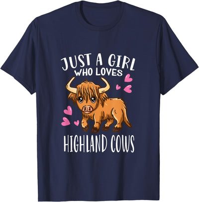 Girls Highland Cow Lover Just a Girl Who Loves Highland Cows T-Shirt